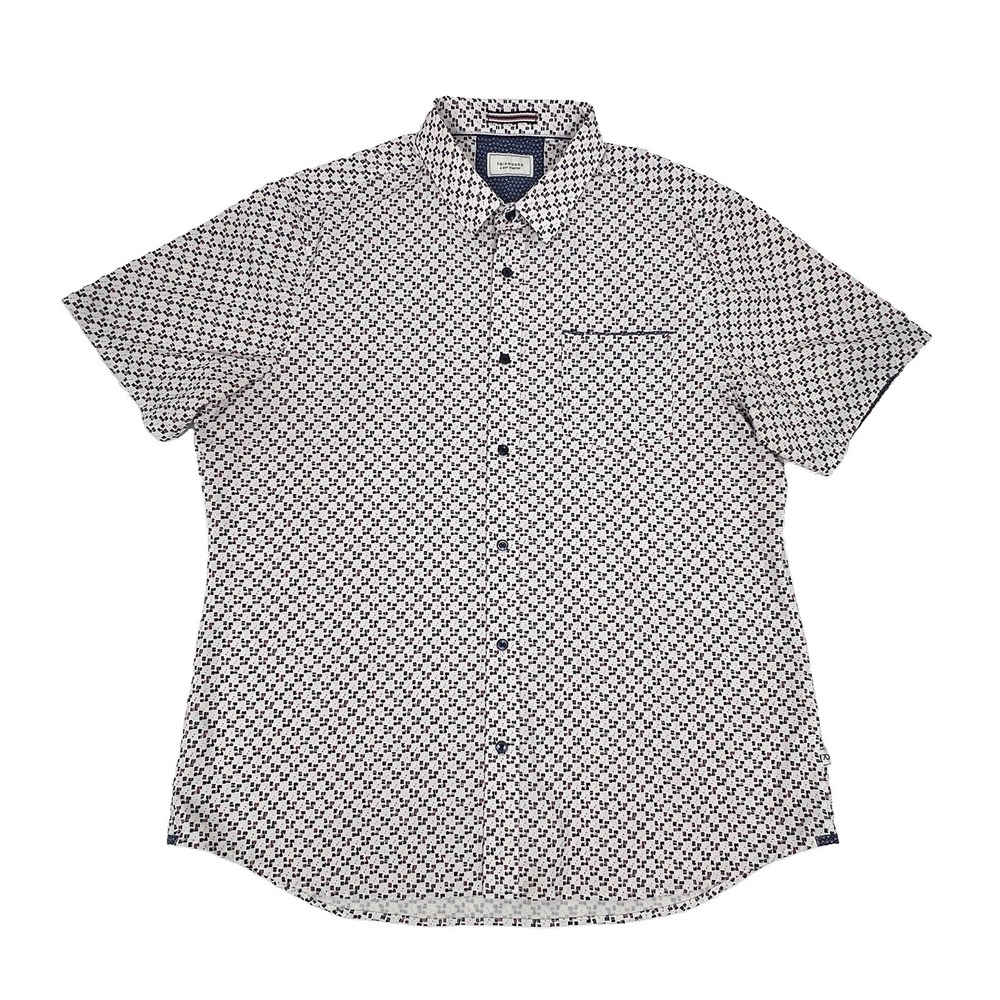 7 Diamonds 4 Way Stretch Geometric White Freedom Train Shirt Mens XL Button Up - Picture 2 of 10